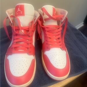 Jordan 1 High Women's Sneakers - Pink and White Size 12
